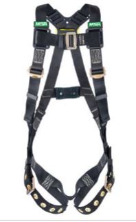 Workman Arc Flash Vest-Style Harness, BACK WEB Loop, Tongue Buckle leg straps, X-Small (XSM), Black - Harnesses